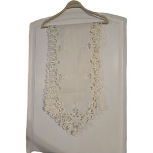 Alpha Home Fashions White Embroidered Lace Floral Table Runner